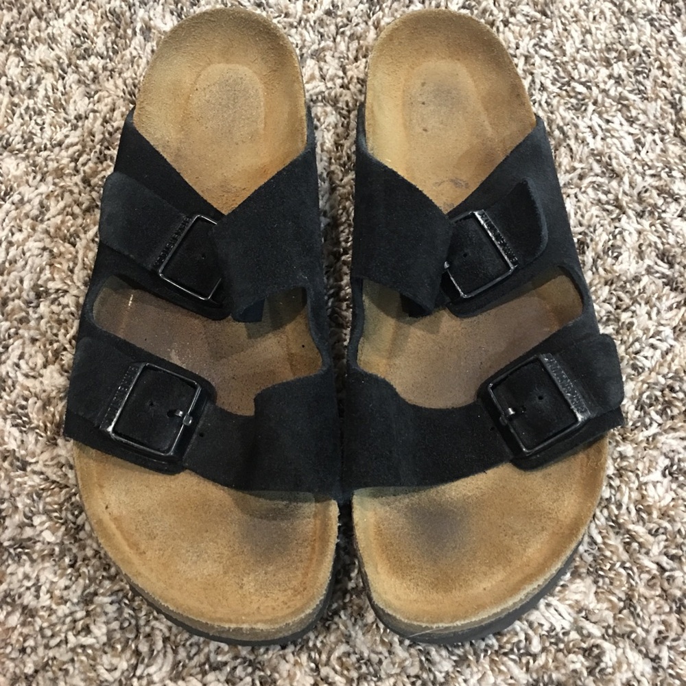 Black suede strap Birkenstocks sz 43